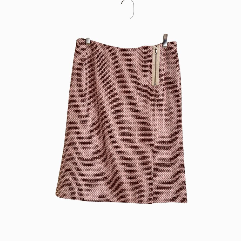 Ann Taylor Geo Tweed Pencil Skirt Exposed Zipper Detail Sz 6 Knee Length Pink